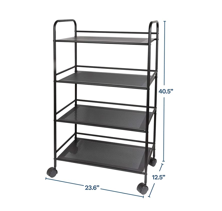 4 Tier Rolling Cart Black