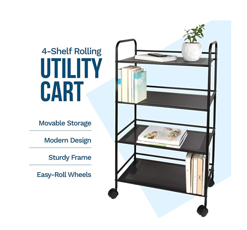 4 Tier Rolling Cart Black
