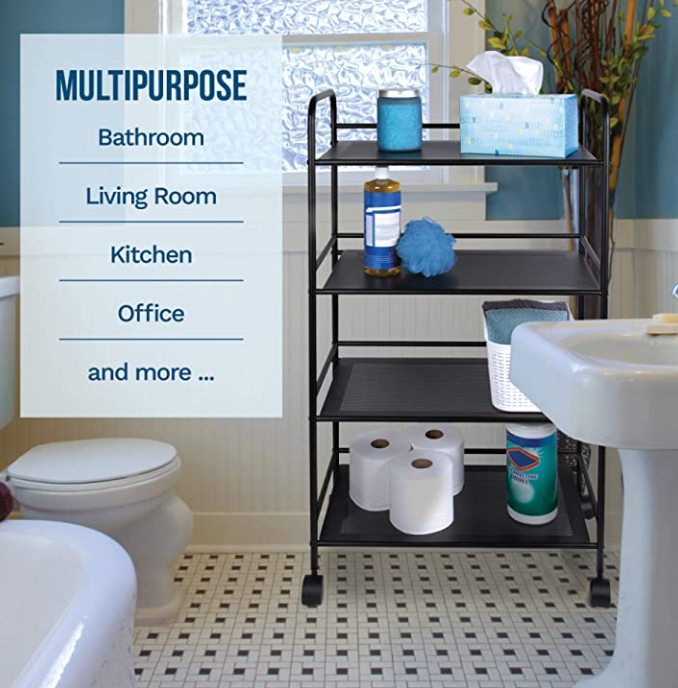 4 Tier Rolling Cart Black