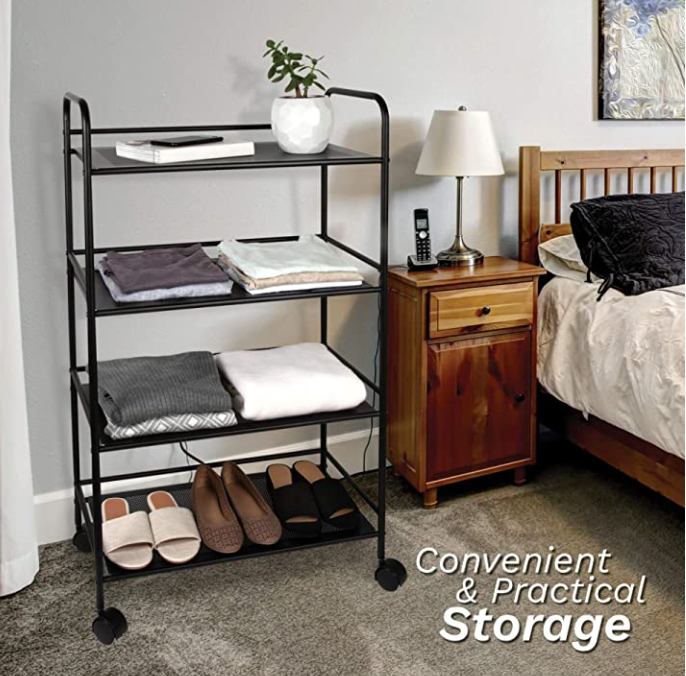 4 Tier Rolling Cart Black