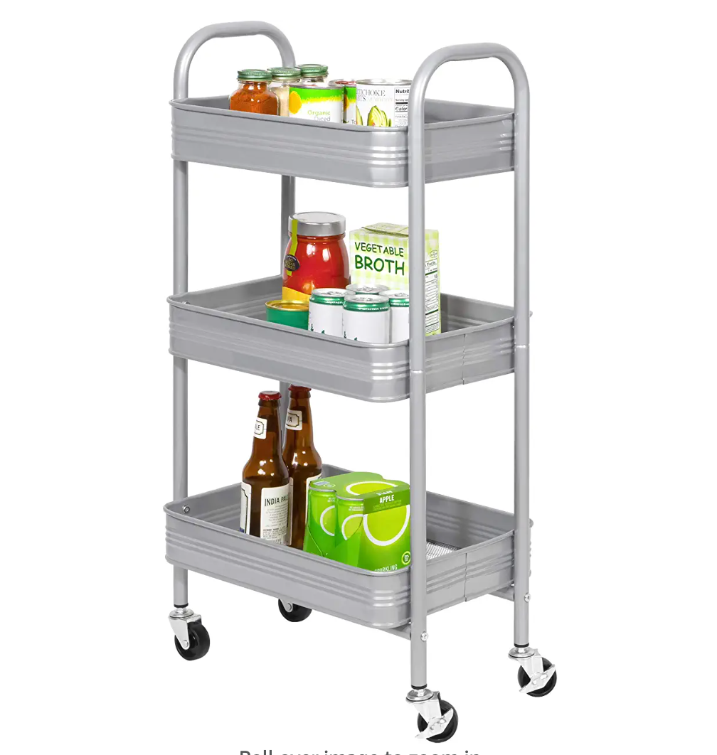 3 Tier Mesh & Metal Cart Silver