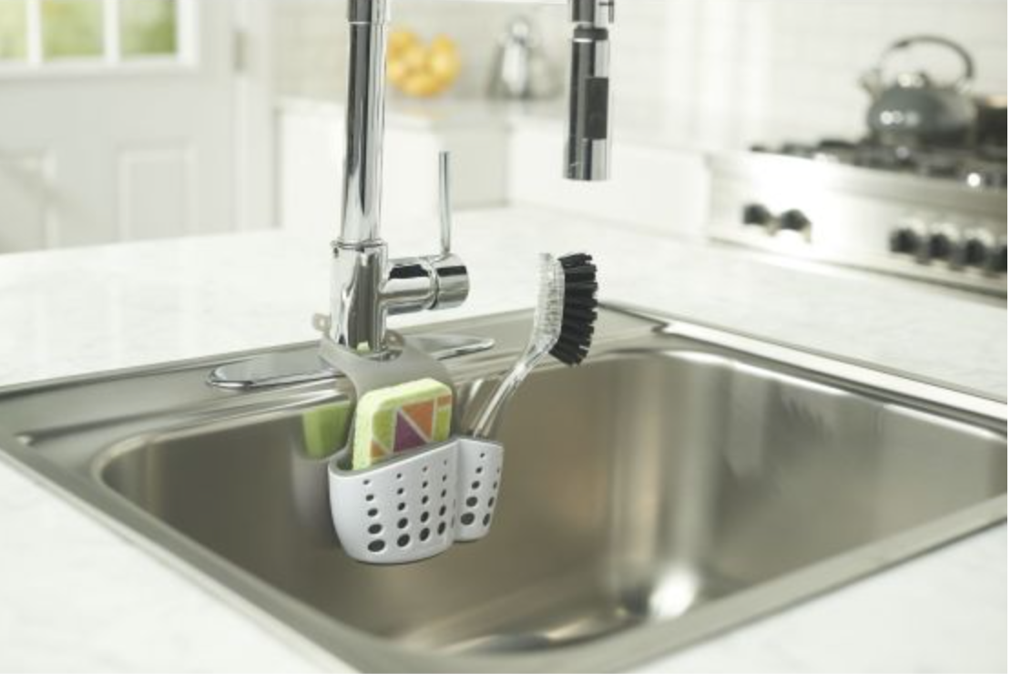 Sink Sider Faucet Sponge & Dish Brush Holder - Dish Washing Tool Caddy