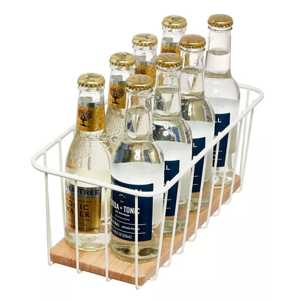 Wire & Paulownia Wood Pantry Bin Coconut/Natural