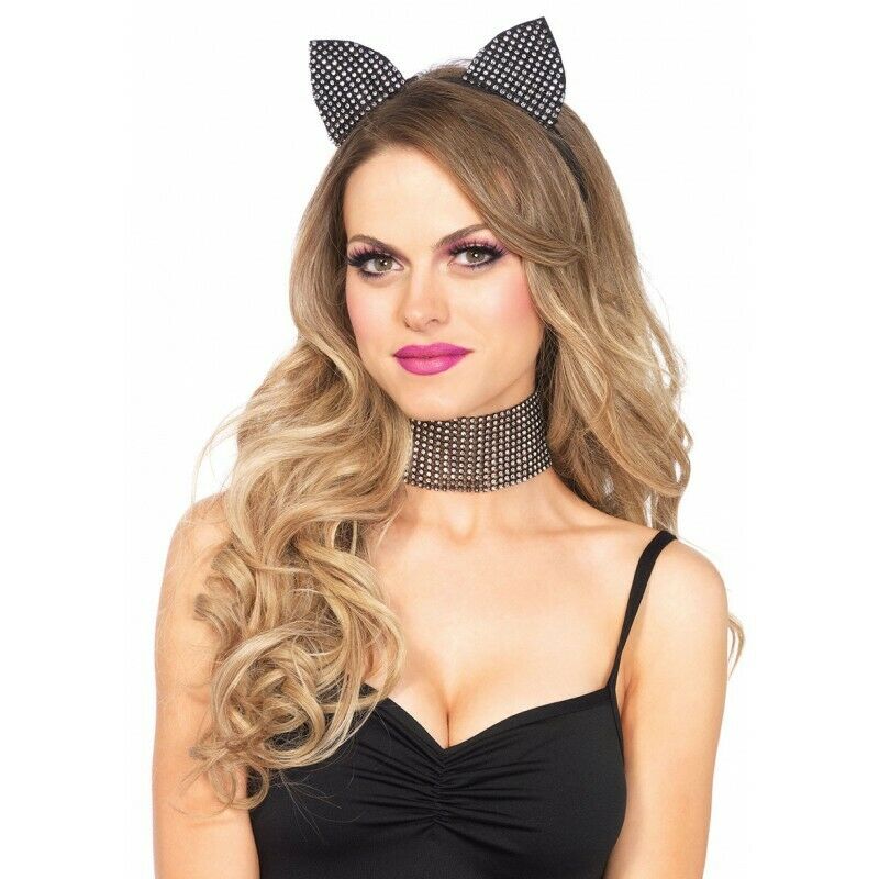2PC Rhinestone Cat Ear Headband