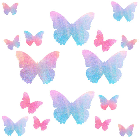 Tinky's Revenge Pink & Blue Holographic Blacklight Butterfly Nipple Sticker Crop Top