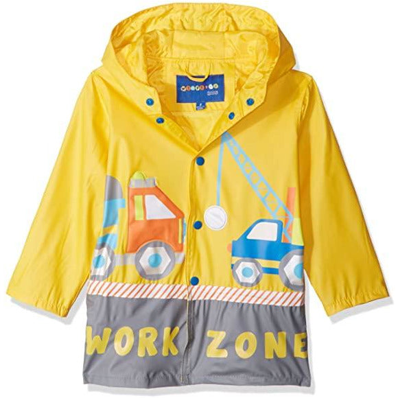Chaqueta de lluvia amarrilla camiones