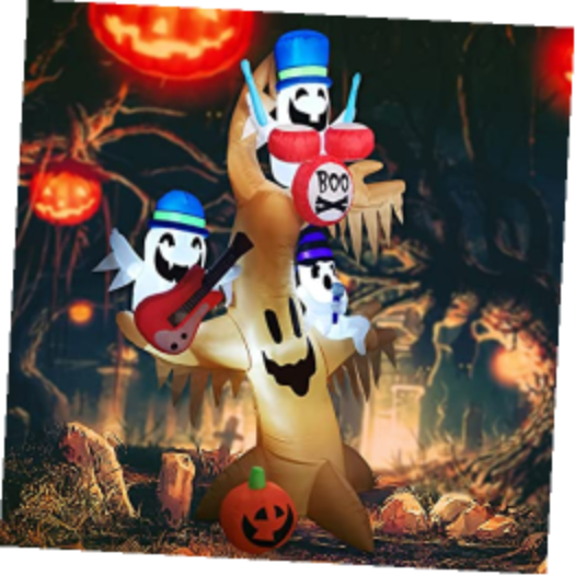8 FT Halloween Inflatable Outdoor Ghost Tree with Pumpkin