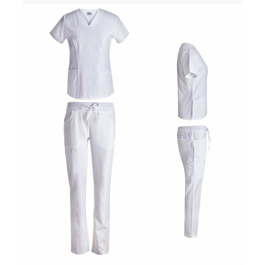 V Neck two pocket White Uniform