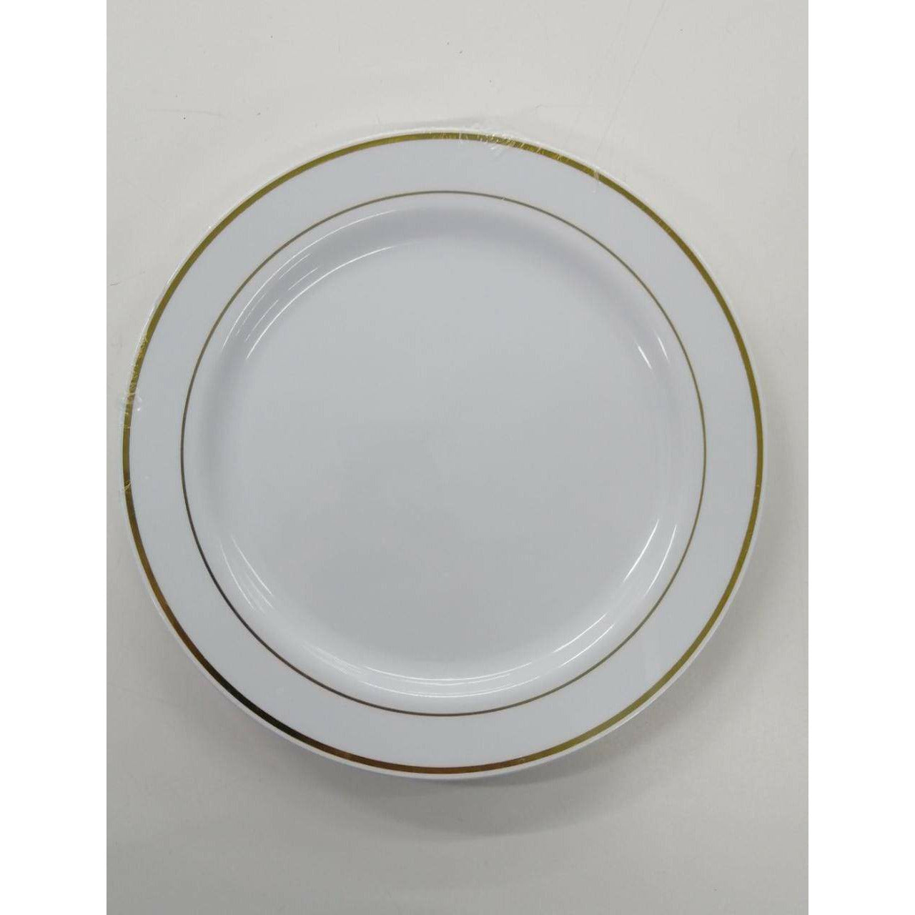 10.25" WHITE PLATE W/ GOLD HOT STAMP - 8CT