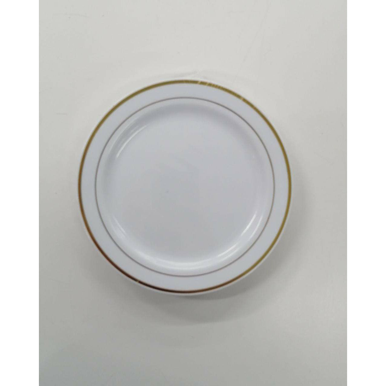 7.5" WHITE PLATE W/ GOLD HOT STAMP -10CT