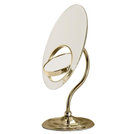 Oval Tri-Optics Dual-Sided Triple Vision Vanity Mirror Brass finish