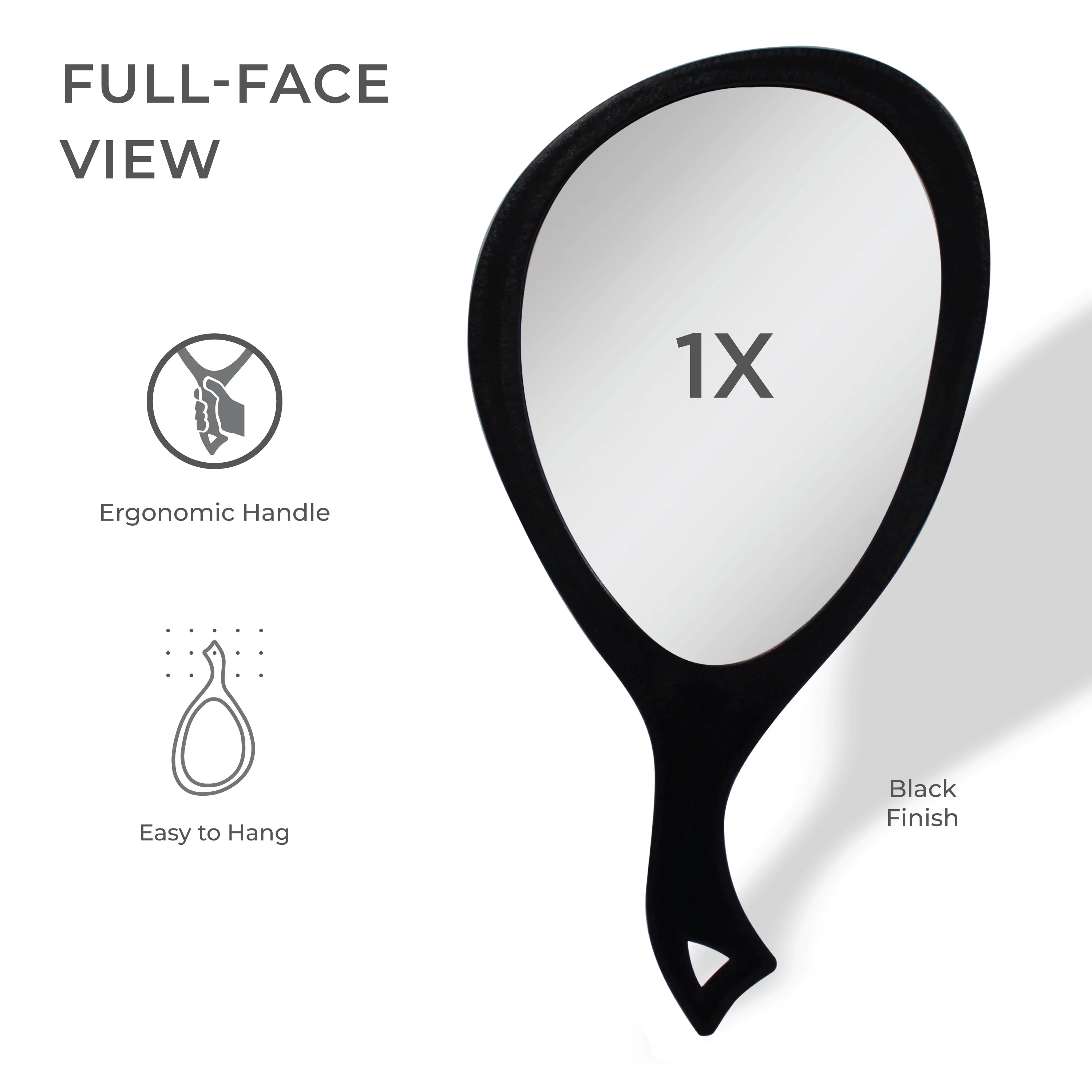 Large Teardrop 1x hand Mirror in Black