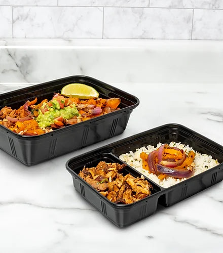 Meal Prep Container Rectangle 1&2 Compartment - Set Of 8