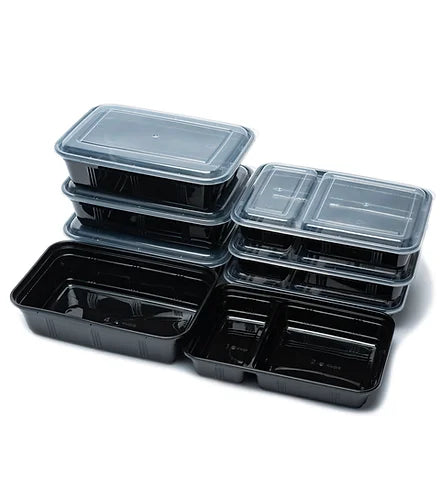 Meal Prep Container Rectangle 1&2 Compartment - Set Of 8