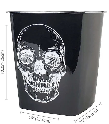 Waste Can Black Base White Skull