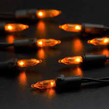 UL 100ct Halloween String Lights Orange/Black Wire Tray Pack