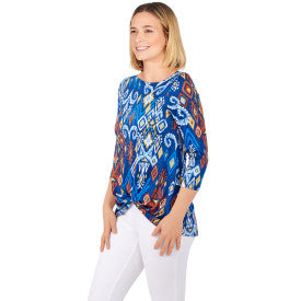 Blouse Puff Print Ikat - Ruby Rd.
