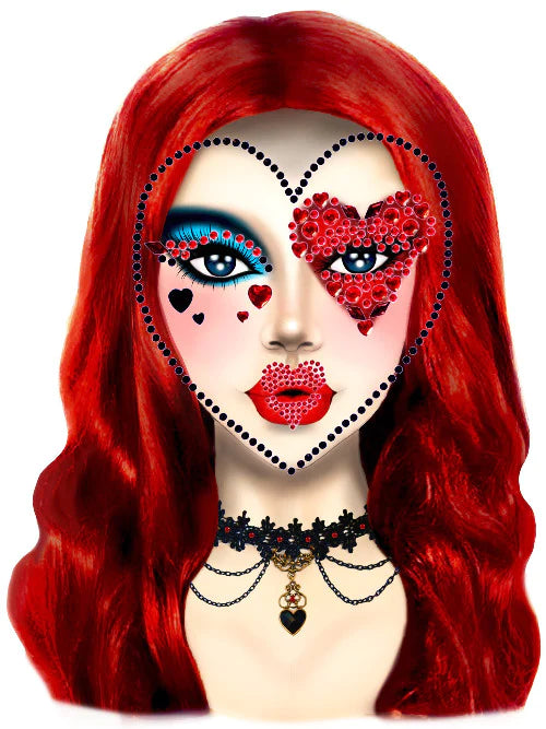 Queen Adhesive Face Jewels Sticker Red / Black