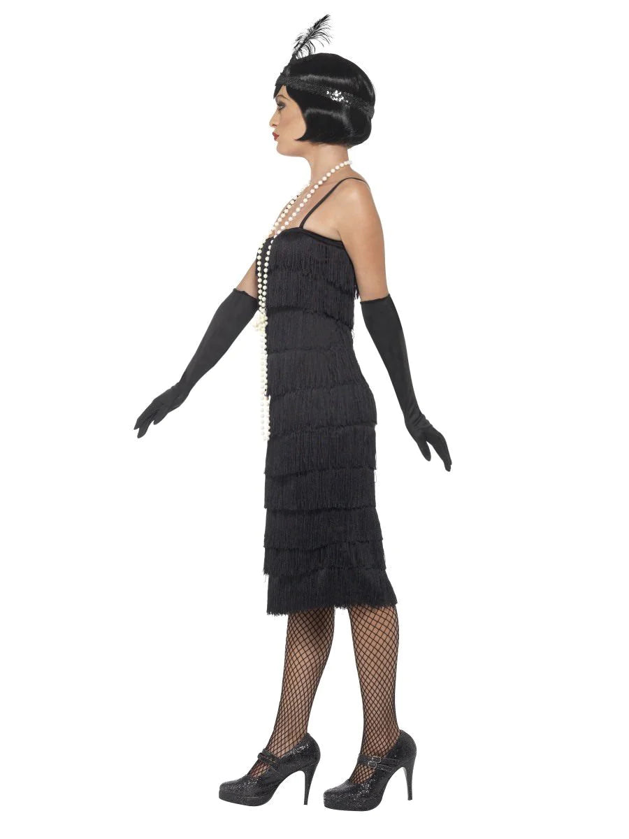 Flapper Costume, Black, with Long Dress