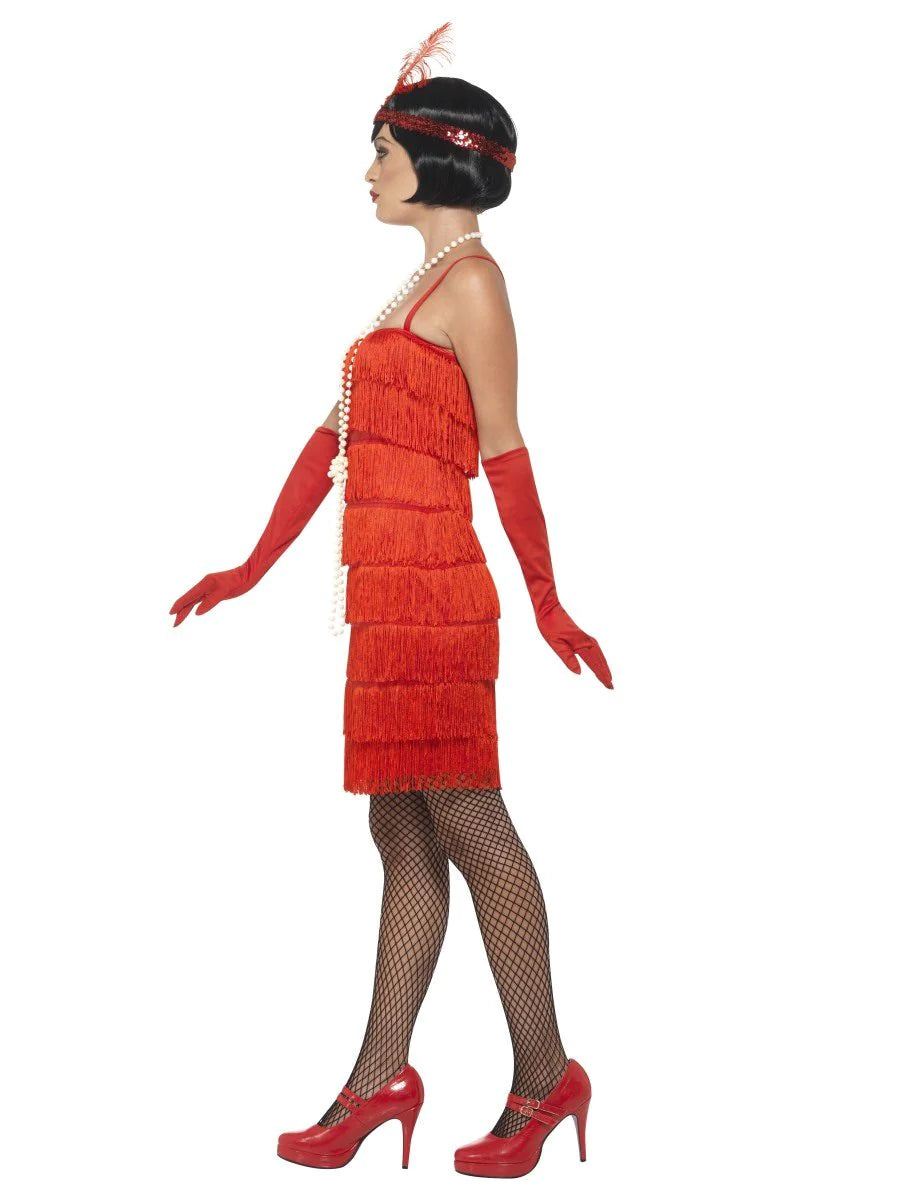 Flapper Costume, Red, with Short Dress