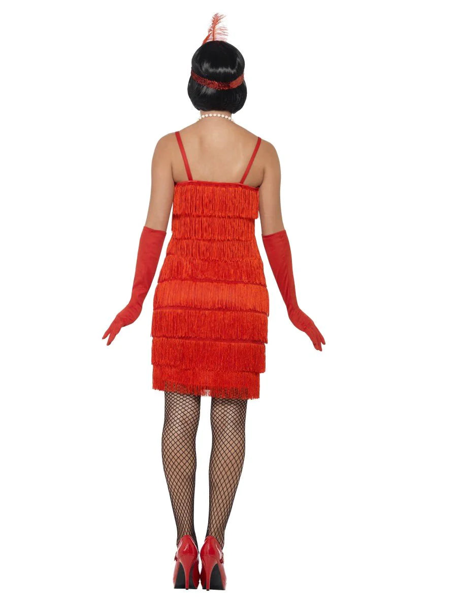 Flapper Costume, Red, with Short Dress