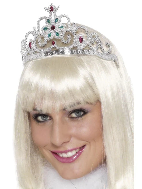 Flower Jewelled Tiara,Silver