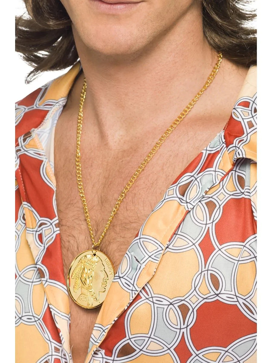 Gold Metal Medallion on Chain Gold