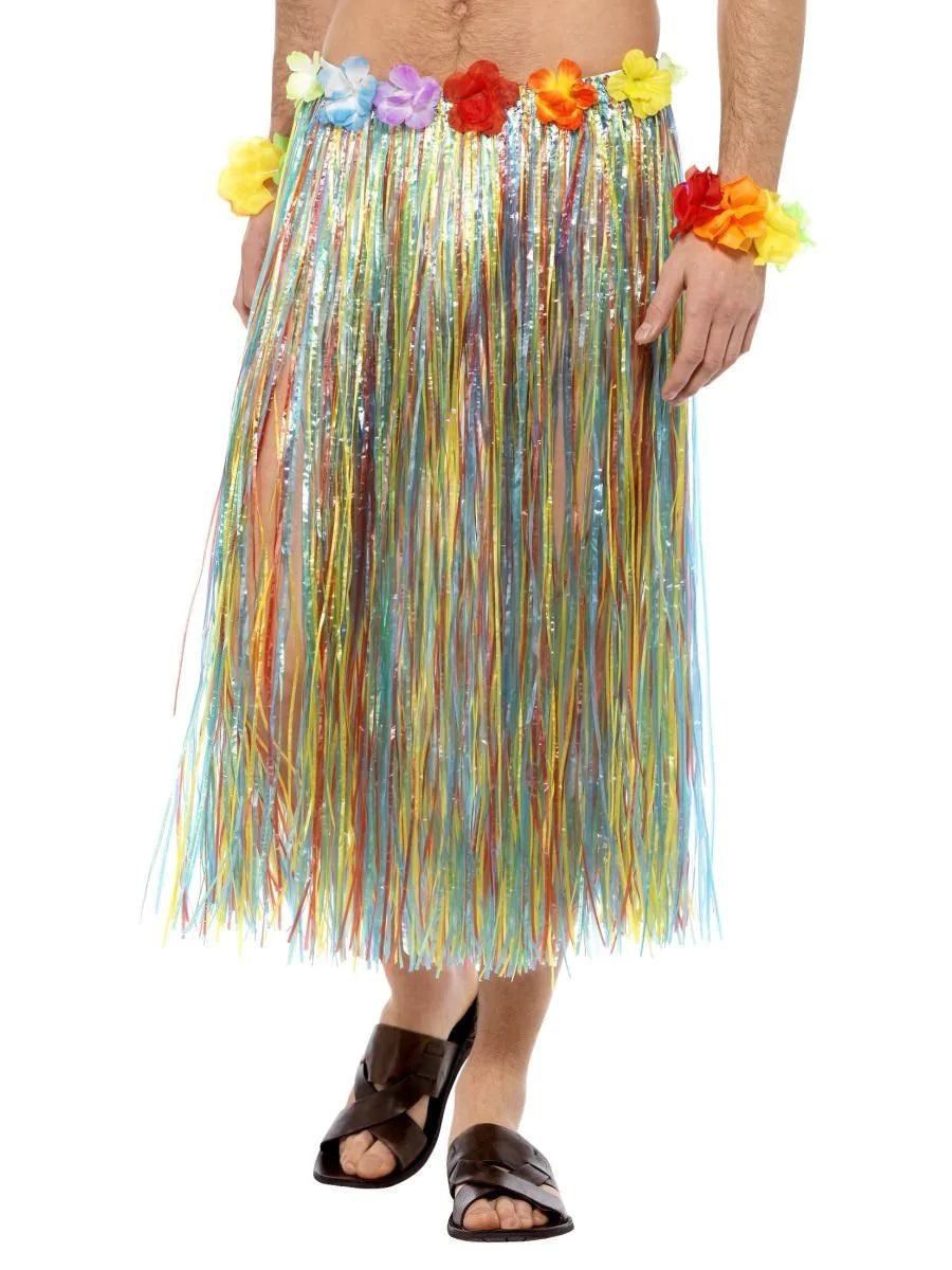 Hawaiian Hula Skirt with Flowers, Multi-Coloured
