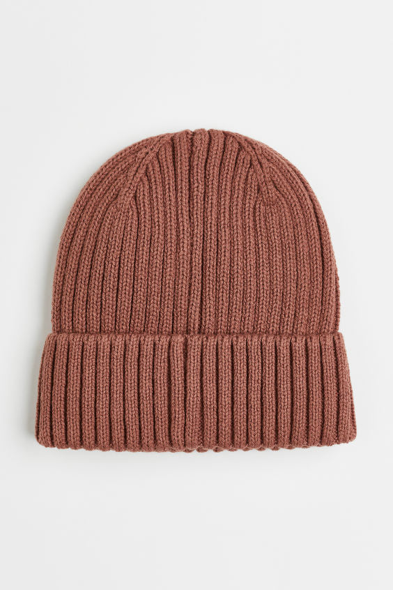 ACRYLIC KNIT SUPER STRETCH CUFF HAT - DUSTY PINK