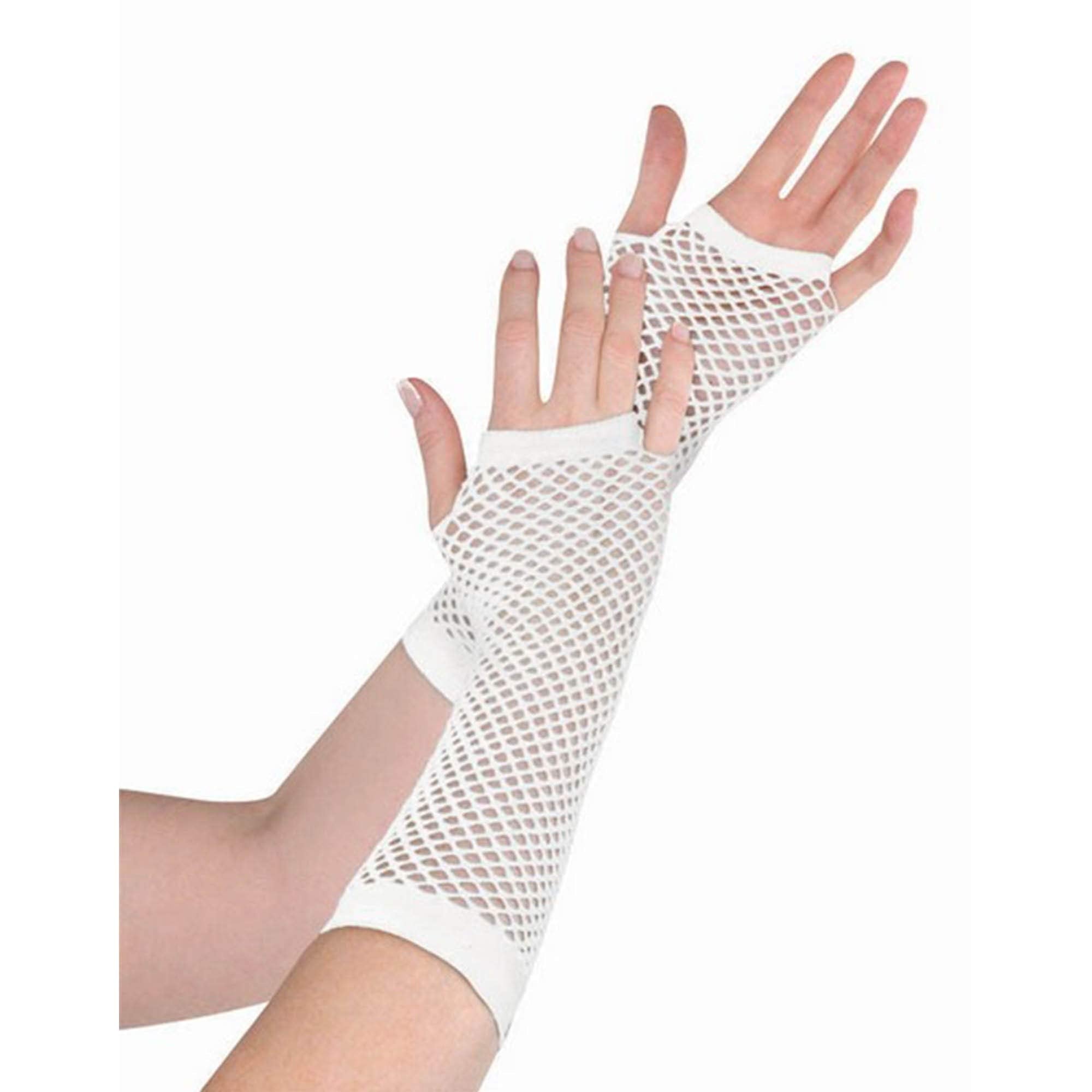 Big White Fishnet Gloves