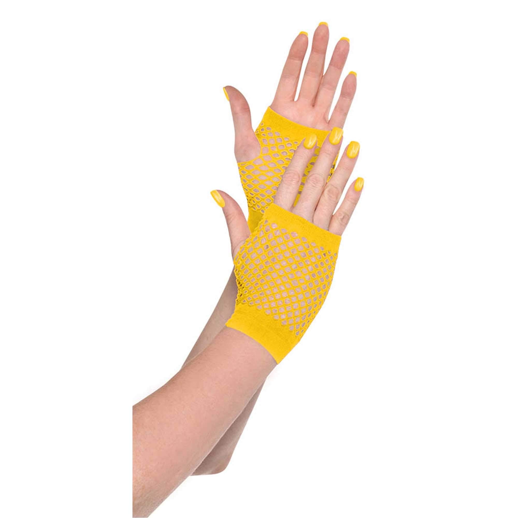 Yellow Fishnet Gloves