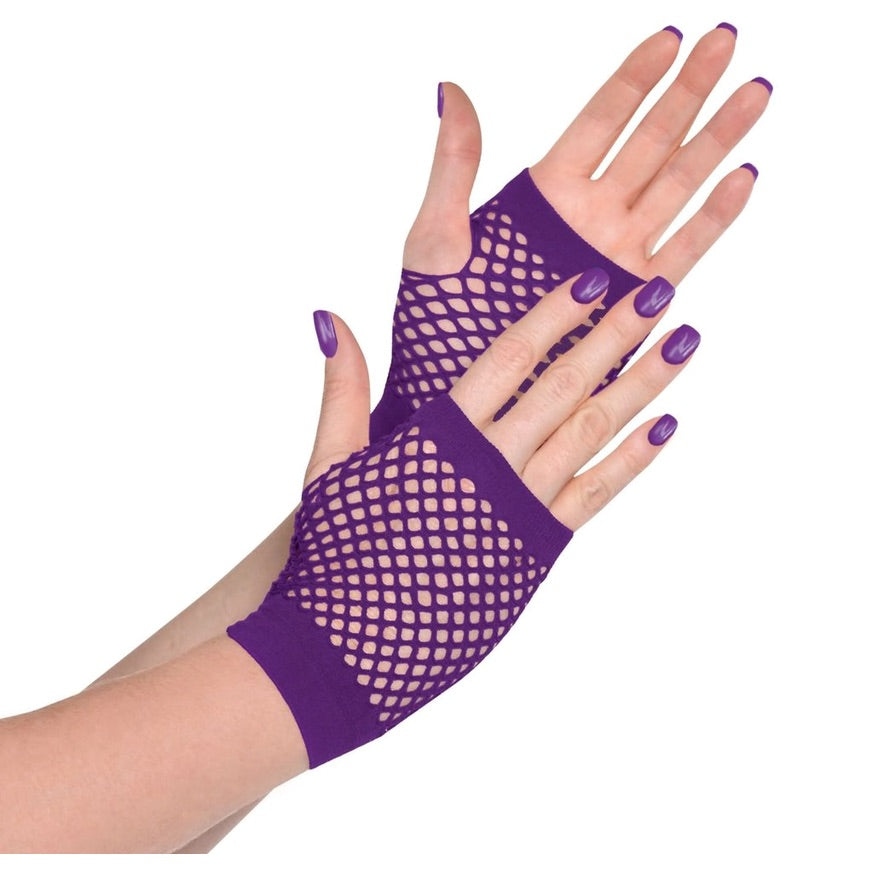 Purple Fishnet Gloves
