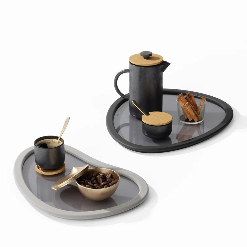 Hub Serving Trays, Set Of 2 Charcoal/Grey
