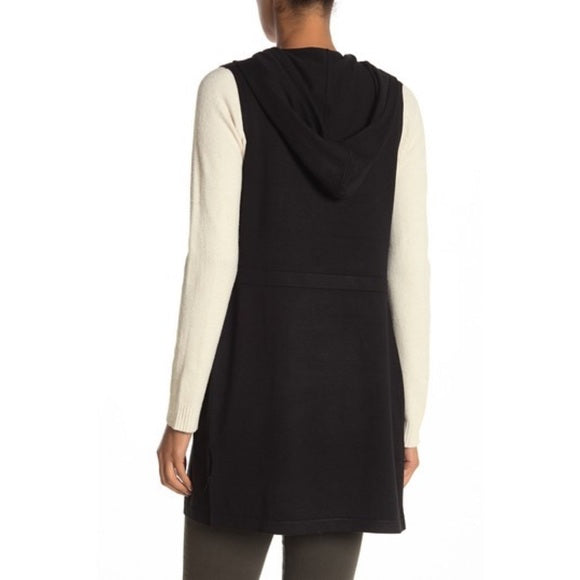 Hooded Sleeveless Cardigan Black - Cyrus