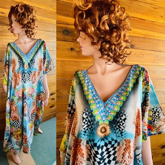 Long kaftan Multi Animal Print