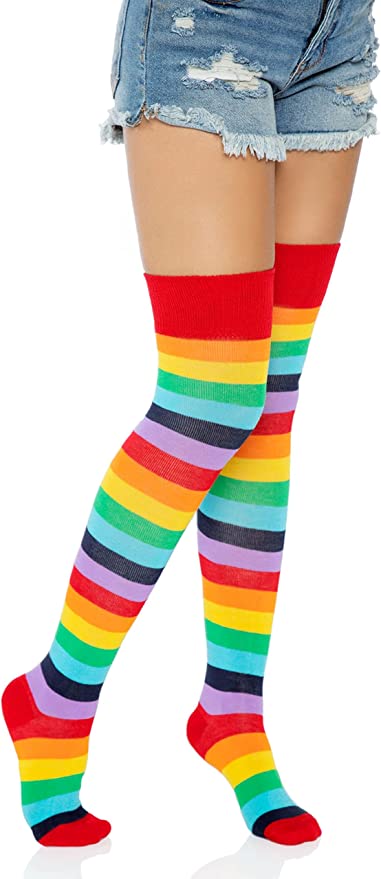 Lycra Acrylic Rainbow Thigh High One Size