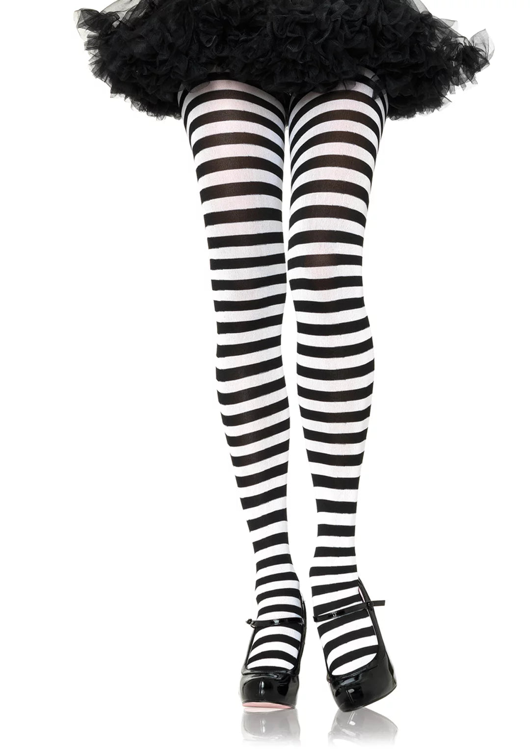 Nylon Stripe Tights Black / White