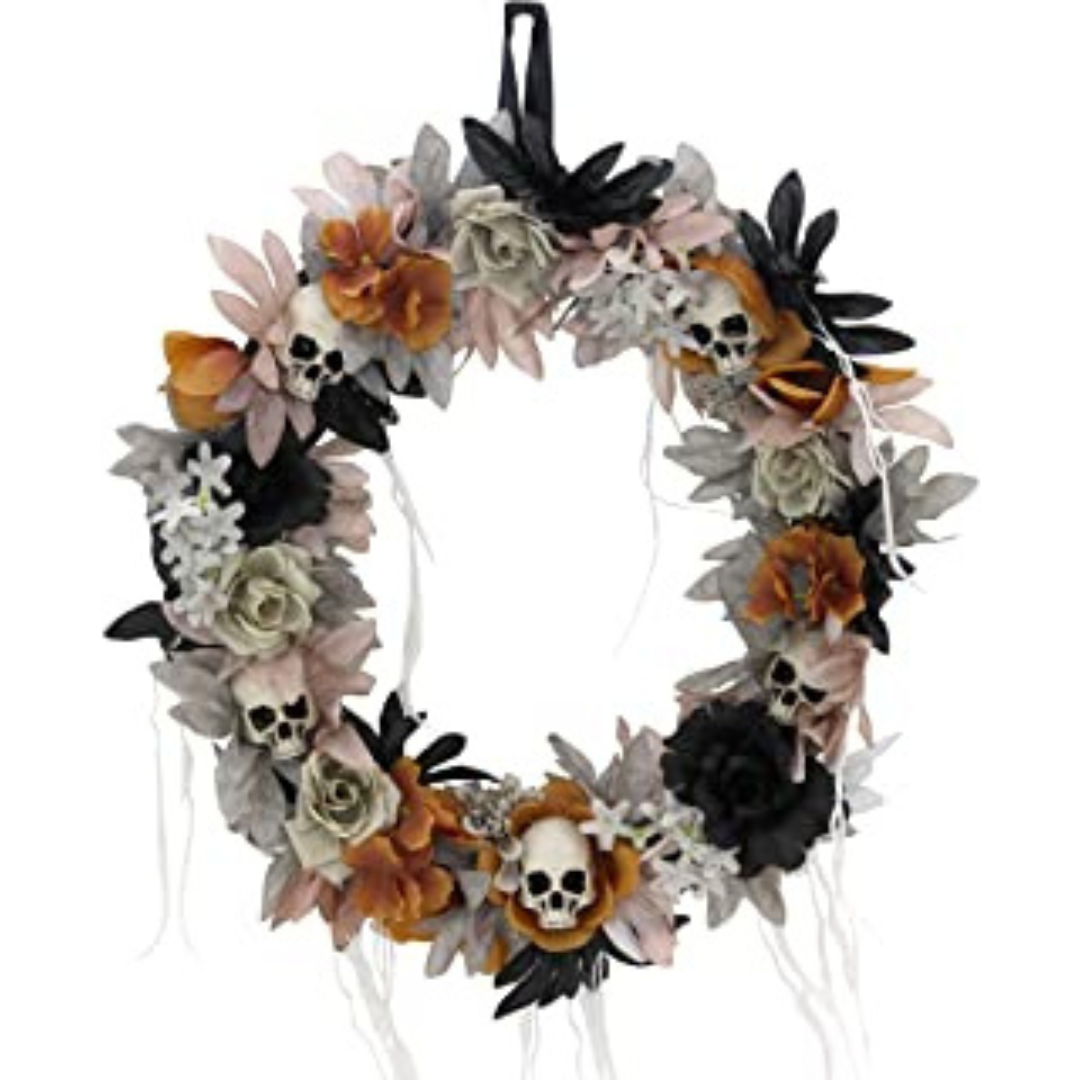 20 IN SKULL ROSE WREATH A3