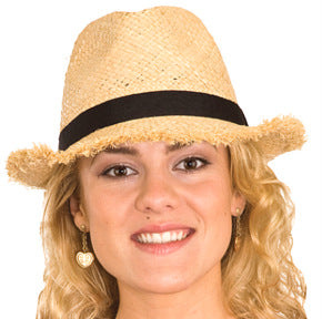 Frayed Brim Raffia Safari
