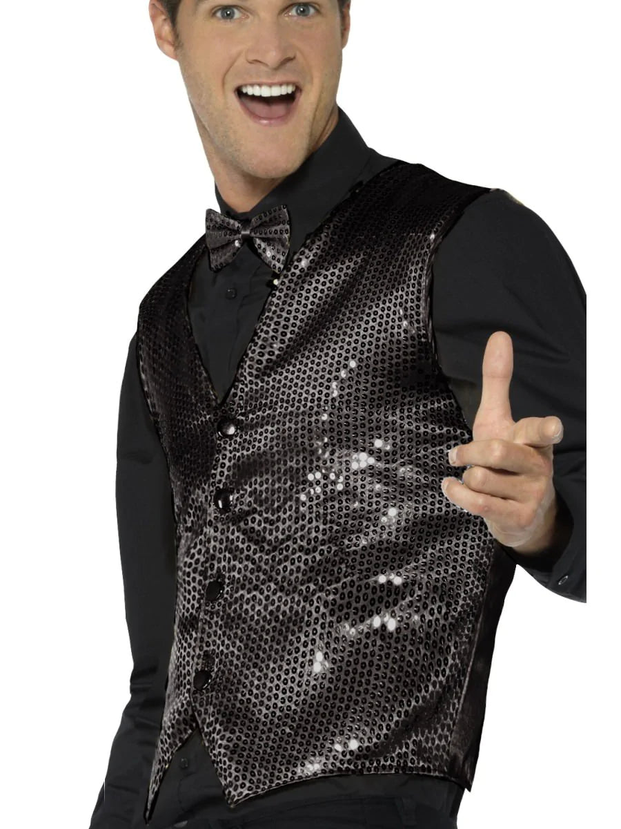 Sequin Waistcoat, Black