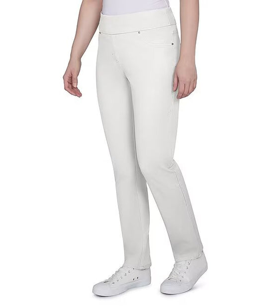 Soft Twill Straight Leg Pull-On Pants Ivory - Ruby Rd