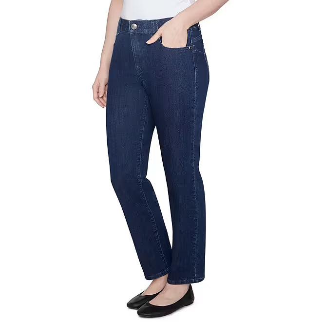 Soft Denim Pull-On Boot-Cut Jeans Dark Indigo -Ruby Rd