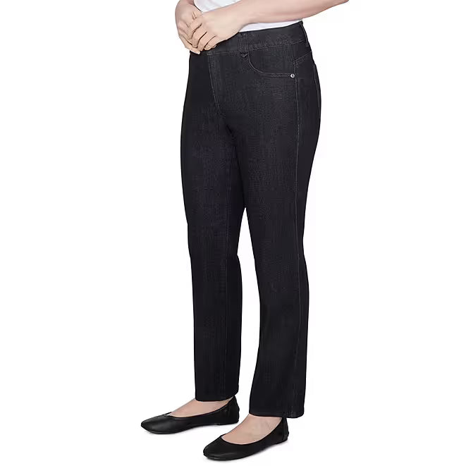 Soft Denim Pull-On Boot-Cut Jeans Black -Ruby Rd