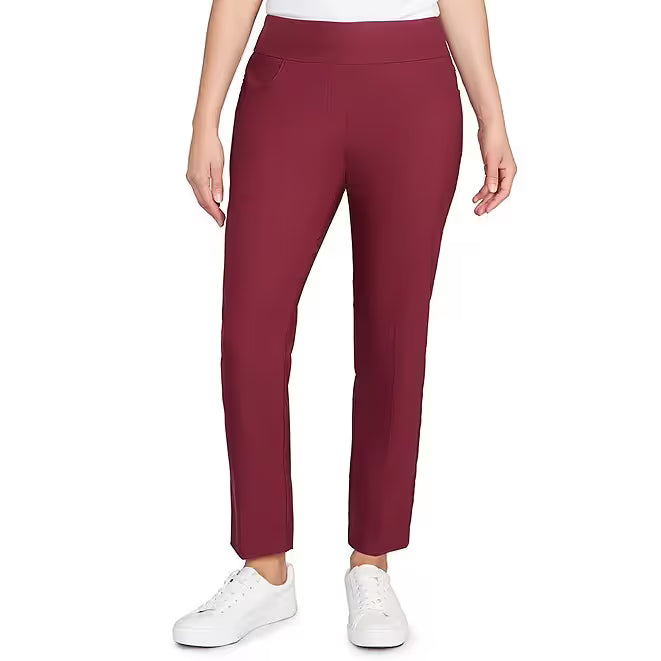 Silk Tech Straight Leg Pull-On Ankle Pants Raisin -Ruby Rd