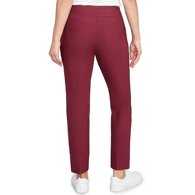 Silk Tech Straight Leg Pull-On Ankle Pants Raisin -Ruby Rd