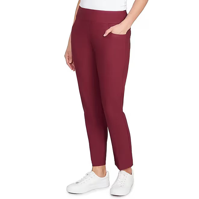 Silk Tech Straight Leg Pull-On Ankle Pants Raisin -Ruby Rd