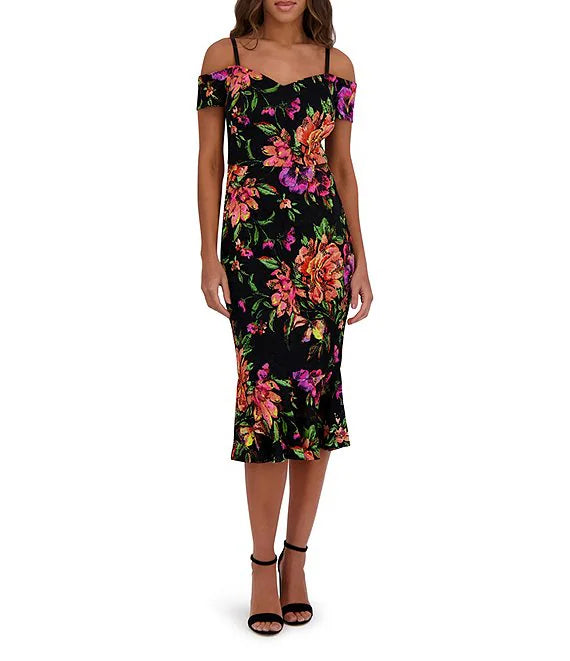 Sheath Midi Dress Black Multi - Siena
