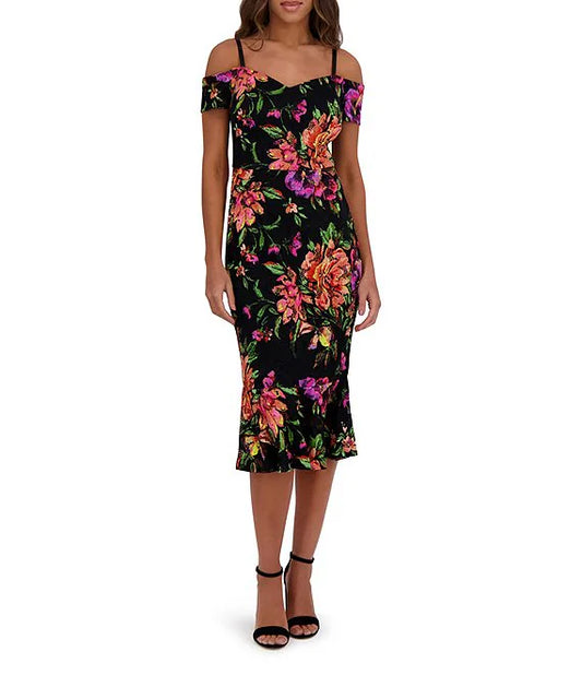 Sheath Midi Dress Black Multi - Siena