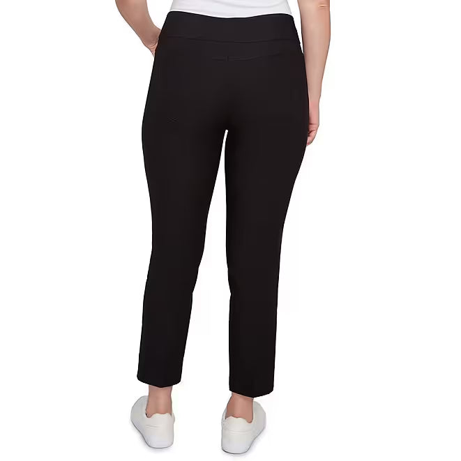 Silk Tech Straight Leg Pull-On Ankle Pants Black -Ruby Rd
