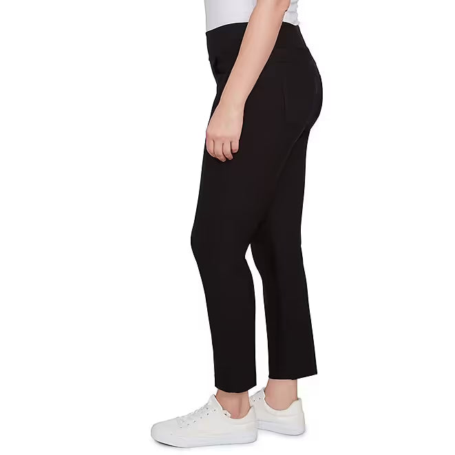 Silk Tech Straight Leg Pull-On Ankle Pants Black -Ruby Rd